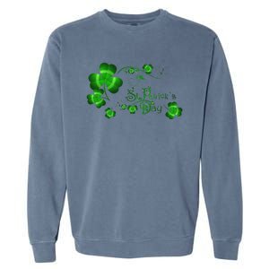 Happy St Saint Patrick's Day Green Cool Irish Shamrock Garment-Dyed Sweatshirt