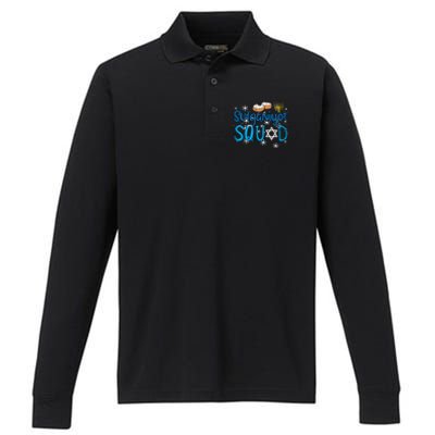 Hanukkah Sufganiyot Squad Chanukah Match Jew Performance Long Sleeve Polo