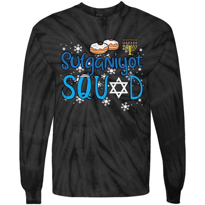 Hanukkah Sufganiyot Squad Chanukah Match Jew Tie-Dye Long Sleeve Shirt