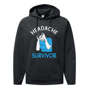 Headache Survivor Saying Performance Fleece Hoodie