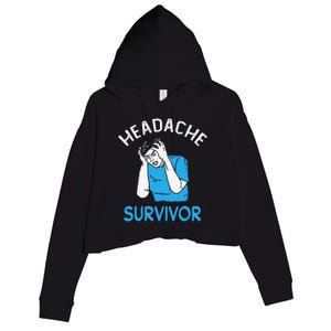 Headache Survivor Saying Crop Fleece Hoodie