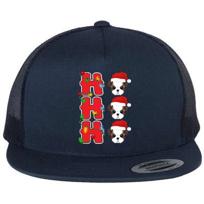 HoHoHo Santa Shih Tzu Christmas Gift Flat Bill Trucker Hat