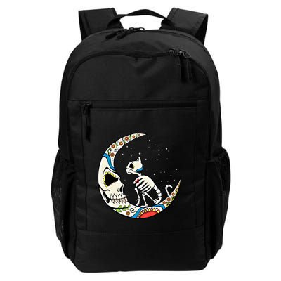 Halloween Sugar Skull Skeleton Half Moon Cat Mom Dad October Gift Backpack
