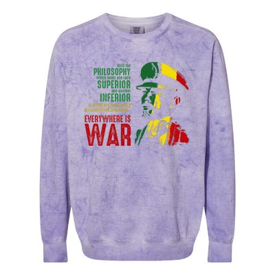 Haile Selassie Speech War Judah Lion Jah Bless Rasta Colorblast Crewneck Sweatshirt