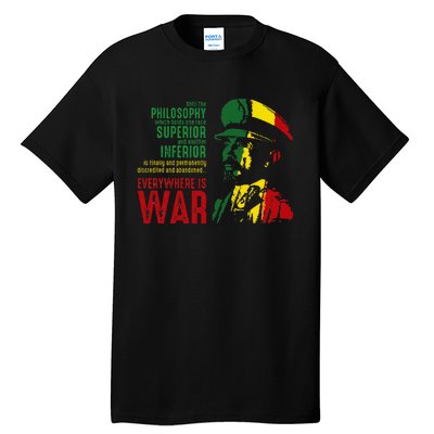 Haile Selassie Speech War Judah Lion Jah Bless Rasta Tall T-Shirt