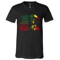 Haile Selassie Speech War Judah Lion Jah Bless Rasta V-Neck T-Shirt