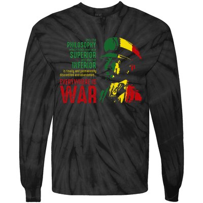 Haile Selassie Speech War Judah Lion Jah Bless Rasta Tie-Dye Long Sleeve Shirt