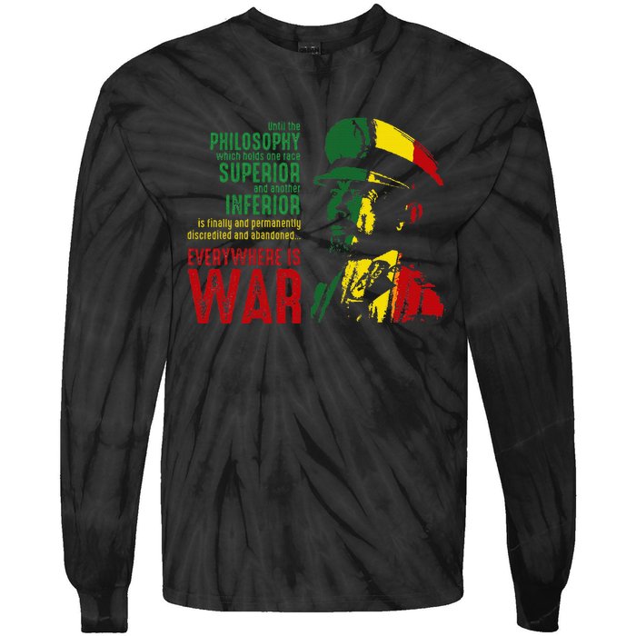 Haile Selassie Speech War Judah Lion Jah Bless Rasta Tie-Dye Long Sleeve Shirt