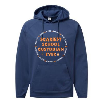 Halloween Scariest School Custodian Cool Gift Performance Fleece Hoodie