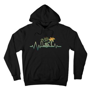 Heartbeat Surf Surfing Palm Trees Beach Island Summer Sunset Hoodie