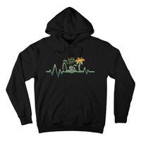 Heartbeat Surf Surfing Palm Trees Beach Island Summer Sunset Hoodie