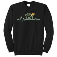 Heartbeat Surf Surfing Palm Trees Beach Island Summer Sunset Sweatshirt