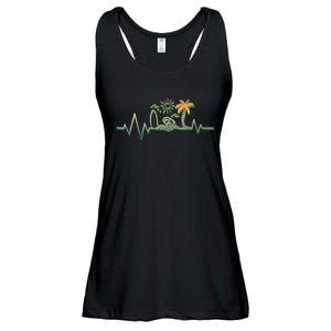 Heartbeat Surf Surfing Palm Trees Beach Island Summer Sunset Ladies Essential Flowy Tank