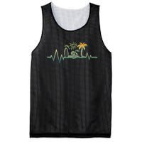 Heartbeat Surf Surfing Palm Trees Beach Island Summer Sunset Mesh Reversible Basketball Jersey Tank