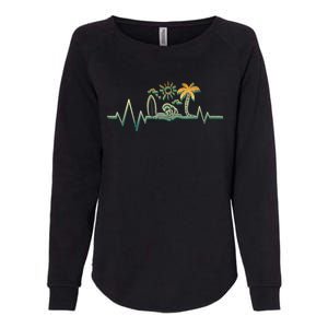 Heartbeat Surf Surfing Palm Trees Beach Island Summer Sunset Womens California Wash Sweatshirt