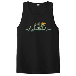 Heartbeat Surf Surfing Palm Trees Beach Island Summer Sunset PosiCharge Competitor Tank