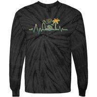 Heartbeat Surf Surfing Palm Trees Beach Island Summer Sunset Tie-Dye Long Sleeve Shirt