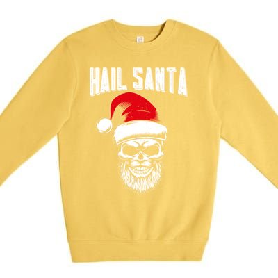 Hail Santa Skull Santa Hat Retro Heavy Metal Christmas Gift Premium Crewneck Sweatshirt