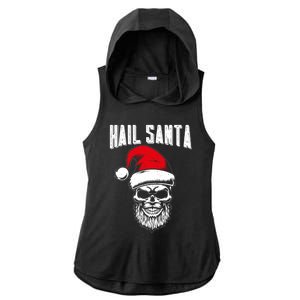 Hail Santa Skull Santa Hat Retro Heavy Metal Christmas Gift Ladies PosiCharge Tri-Blend Wicking Draft Hoodie Tank