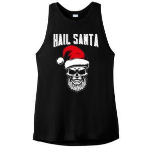 Hail Santa Skull Santa Hat Retro Heavy Metal Christmas Gift Ladies PosiCharge Tri-Blend Wicking Tank