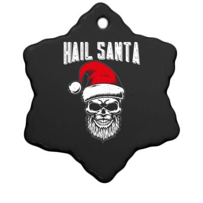 Hail Santa Skull Santa Hat Retro Heavy Metal Christmas Gift Ceramic Star Ornament