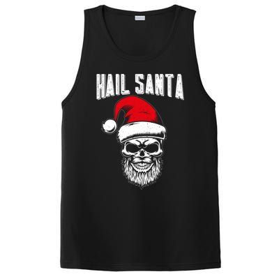 Hail Santa Skull Santa Hat Retro Heavy Metal Christmas Gift PosiCharge Competitor Tank