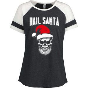 Hail Santa Skull Santa Hat Retro Heavy Metal Christmas Gift Enza Ladies Jersey Colorblock Tee