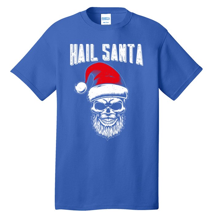 Hail Santa Skull Santa Hat Retro Heavy Metal Christmas Gift Tall T-Shirt