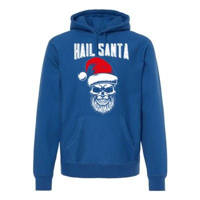 Hail Santa Skull Santa Hat Retro Heavy Metal Christmas Gift Premium Hoodie