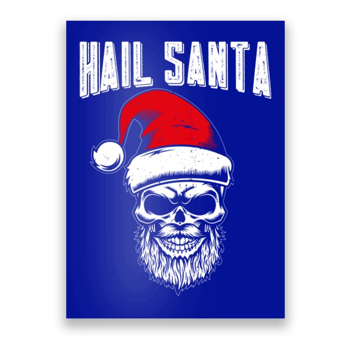 Hail Santa Skull Santa Hat Retro Heavy Metal Christmas Gift Poster