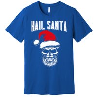 Hail Santa Skull Santa Hat Retro Heavy Metal Christmas Gift Premium T-Shirt