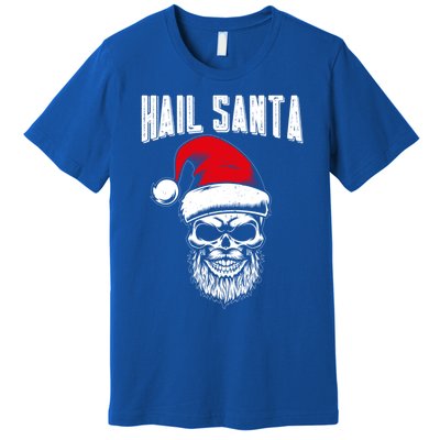 Hail Santa Skull Santa Hat Retro Heavy Metal Christmas Gift Premium T-Shirt