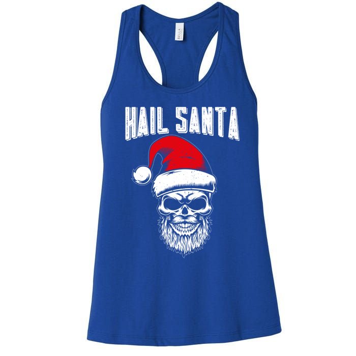 Hail Santa Skull Santa Hat Retro Heavy Metal Christmas Gift Women's Racerback Tank