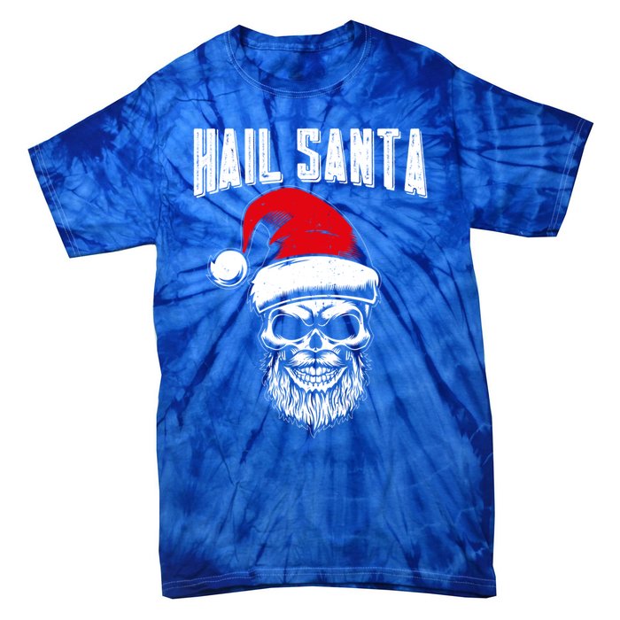 Hail Santa Skull Santa Hat Retro Heavy Metal Christmas Gift Tie-Dye T-Shirt