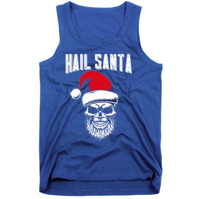 Hail Santa Skull Santa Hat Retro Heavy Metal Christmas Gift Tank Top