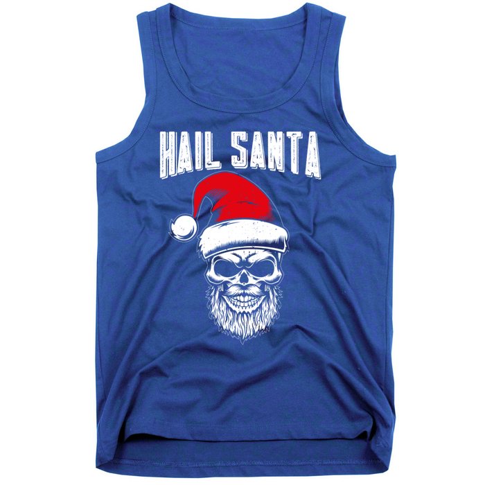 Hail Santa Skull Santa Hat Retro Heavy Metal Christmas Gift Tank Top