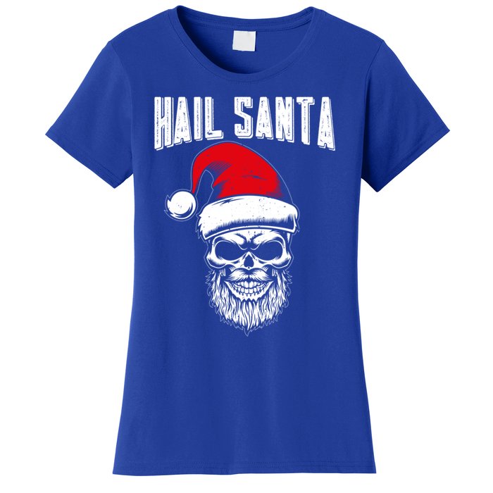 Hail Santa Skull Santa Hat Retro Heavy Metal Christmas Gift Women's T-Shirt