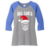 Hail Santa Skull Santa Hat Retro Heavy Metal Christmas Gift Women's Tri-Blend 3/4-Sleeve Raglan Shirt