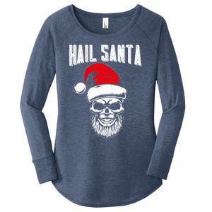 Hail Santa Skull Santa Hat Retro Heavy Metal Christmas Gift Women's Perfect Tri Tunic Long Sleeve Shirt