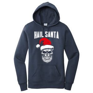 Hail Santa Skull Santa Hat Retro Heavy Metal Christmas Gift Women's Pullover Hoodie