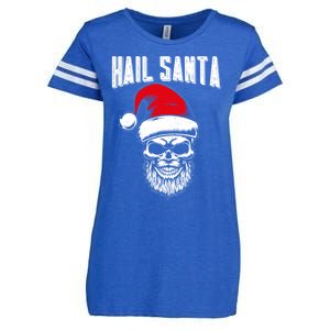 Hail Santa Skull Santa Hat Retro Heavy Metal Christmas Gift Enza Ladies Jersey Football T-Shirt