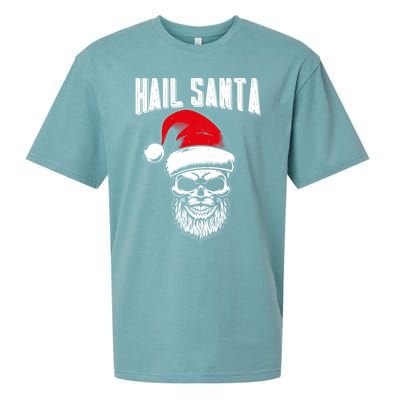 Hail Santa Skull Santa Hat Retro Heavy Metal Christmas Gift Sueded Cloud Jersey T-Shirt