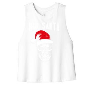 Hail Santa Skull Santa Hat Retro Heavy Metal Christmas Gift Women's Racerback Cropped Tank