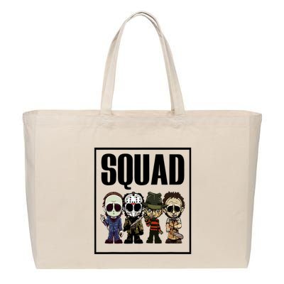 Halloween Shirt Squad Horror Character Cotton Canvas Jumbo Tote