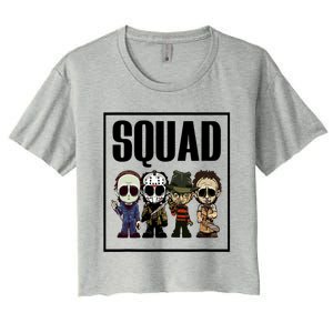 Halloween Shirt Squad Horror Character Women's Crop Top Tee