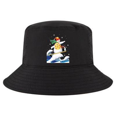 Happy Surfer Snowman Surfing Funny Christmas Xmas Long Sleeve Cool Comfort Performance Bucket Hat