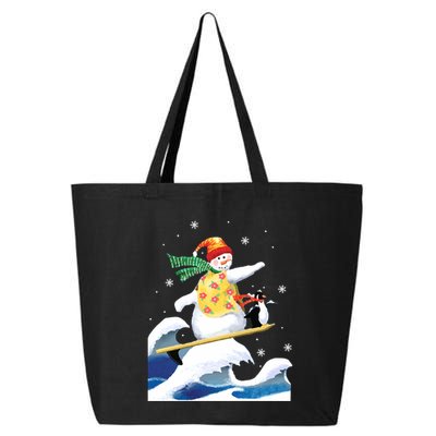 Happy Surfer Snowman Surfing Funny Christmas Xmas Long Sleeve 25L Jumbo Tote