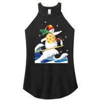 Happy Surfer Snowman Surfing Funny Christmas Xmas Long Sleeve Women's Perfect Tri Rocker Tank