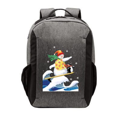 Happy Surfer Snowman Surfing Funny Christmas Xmas Long Sleeve Vector Backpack