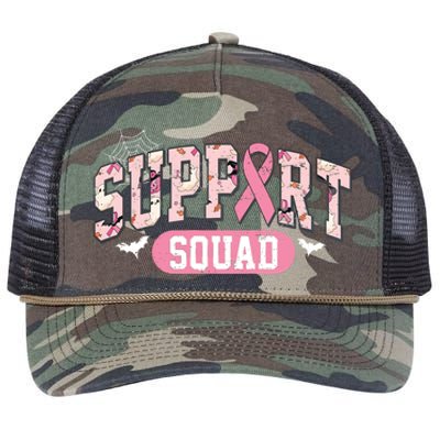 Halloween Support Squad Breast Cancer Pink Ribbon Retro Rope Trucker Hat Cap